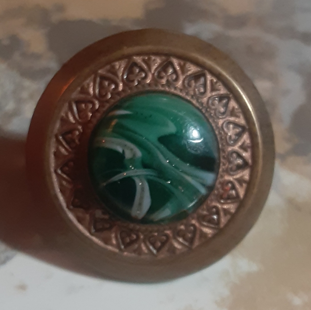 c1890 Victorian Malachite 12kgf BUTTONHOLE STUD / LAPEL or Top Collar Stud